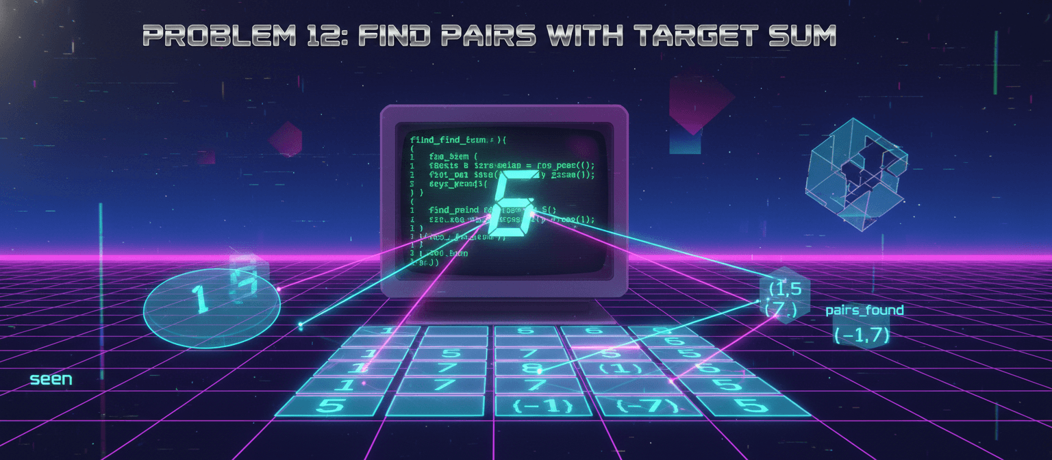 Problem 12: Find Pairs with Target Sum